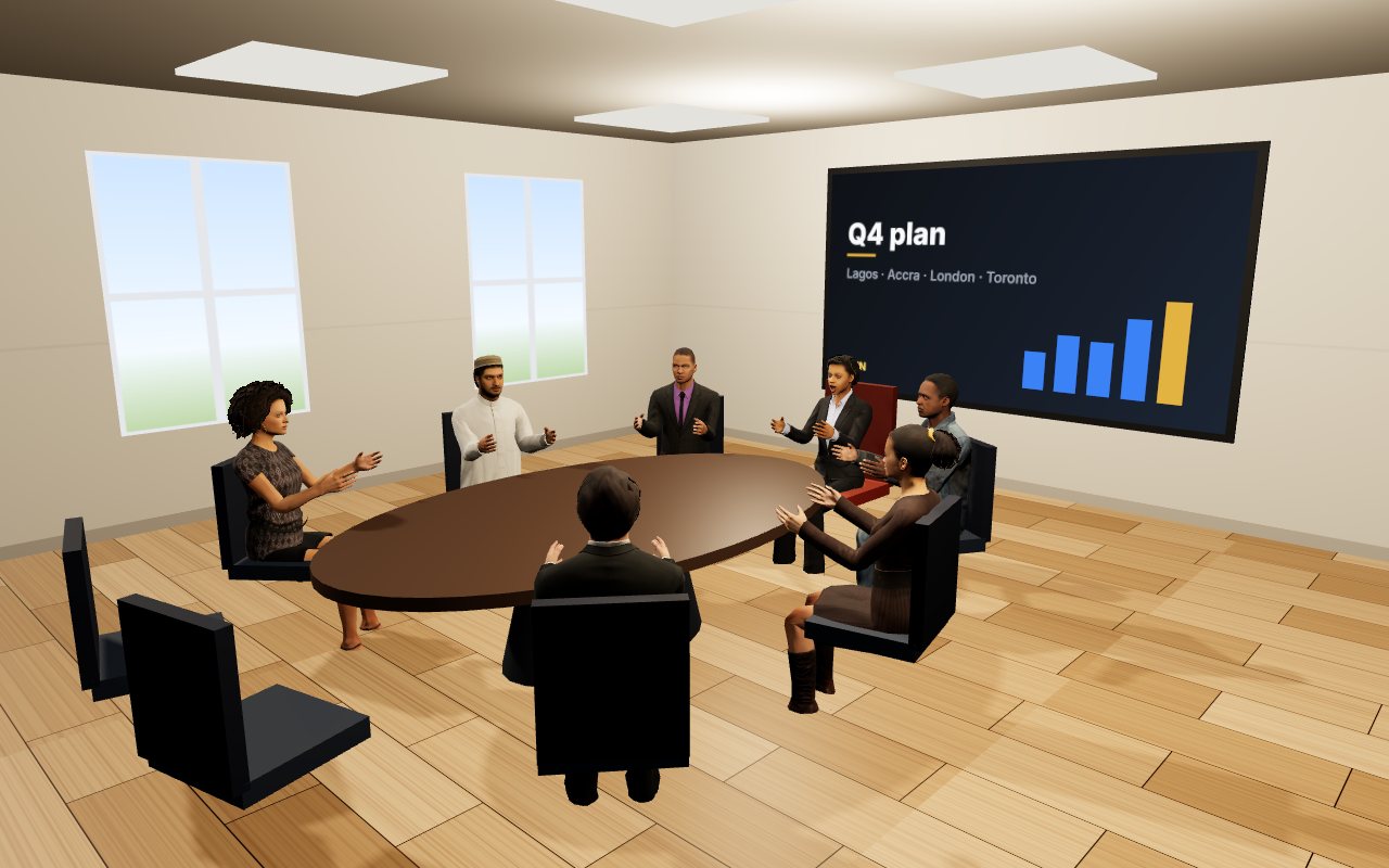 A meeting round an oval table